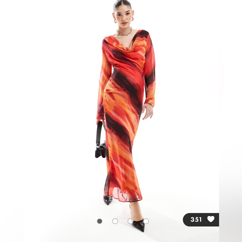 ASOS chiffon cowl neck printed maxi dress